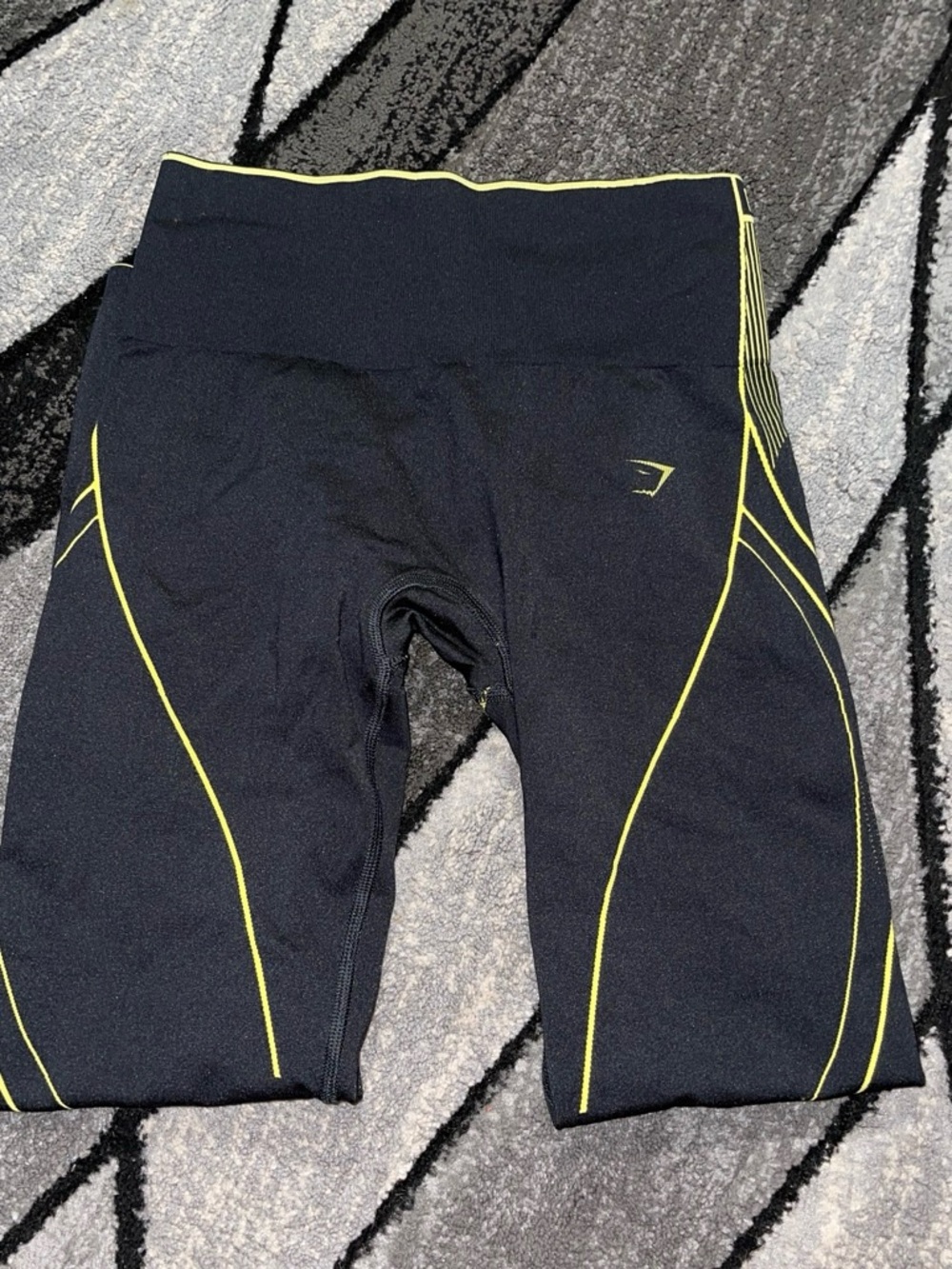 Gymshark Black Workout Compression Shorts with Neon Yellow Accents